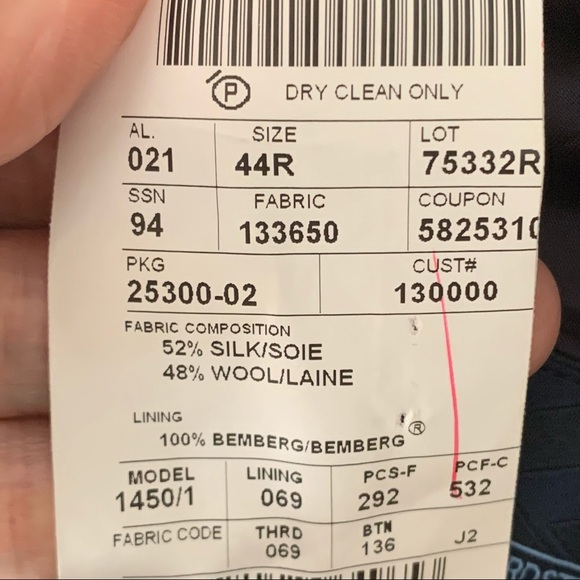 JOSEPH ABBOUD 2 Button Blazer Sport Coat Silk Wool Textured Grey Tan Brown 44R - Picture 3 of 16